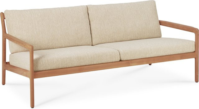 Ethnicraft Jack Outdoor Sofa 2 Sitzer aus Teakholz in Braun mit inklusivem Kissen und Armlehnen im minimalistischen Design - Bild 1