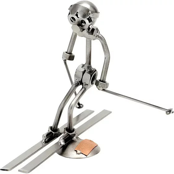 Schraubenmännchen Skifahrer Slalom von Hinz & Kunst aus Metall in Silber - Bild 1