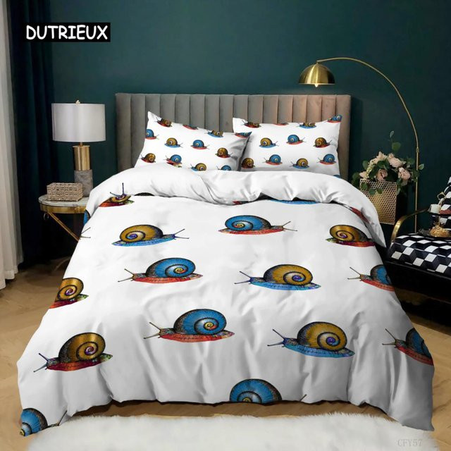 Bettwäscheset mit Schnecken-Motiv von Binchi Outdoor Product, buntes Mikrofaser-Bettbezug-Set bestehend aus Bettdeckenbezug und Kissenbezug, B/H: 135 x 200 cm - Bild 1