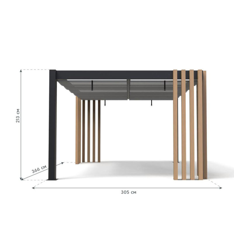 Sojag Pavillon Lito 1012 mit Sonnensegel in Schwarz-Grau, B/T/H: 378,5 x 302,3 x 234,5 cm - Bild 4