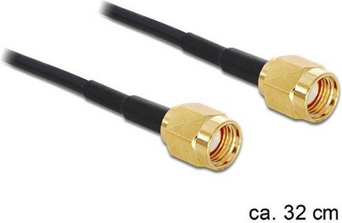 Delock WLAN-Antennen Anschlusskabel mit 1x RPSMA-Stecker auf 1x RPSMA-Stecker in Schwarz und Gold, Länge: 0,32 m - Bild 1