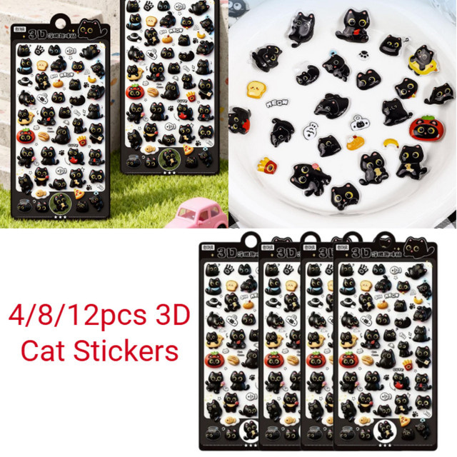 3D Relief Gelee Aufkleber mit Cartoon Tier Motiven Katze und Hunde in Multicolour für DIY Telefonhüllen und Tagebücher aus Resin - Bild 1