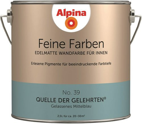 Alpina Feine Farben Wandfarbe Quelle der Gelehrten Blau, edelmatt, 2,5 l - Bild 1