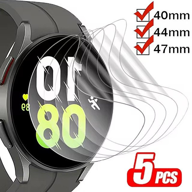 Samsung Hydrogelfolie für Galaxy Watch 7 6 5 4, transparent, 5 Stück - Bild 1