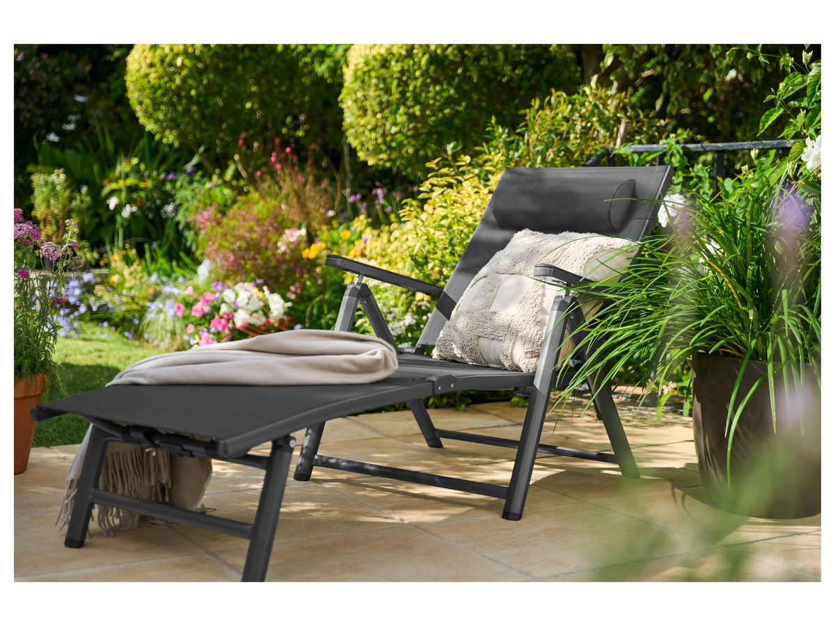 LIVARNO Alu-Liegestuhl Houston aus Aluminium und Textilene, anthrazit, B/T/H: 110 x 68 x 66 cm - Bild 2