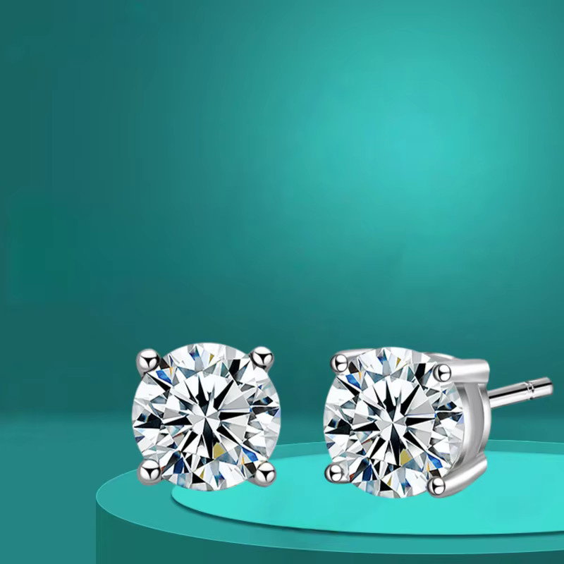 BIJOX STORY Ohrstecker Moissanit, 925 Sterlingsilber, 18k Weißgold plattiert, Damen - Bild 2