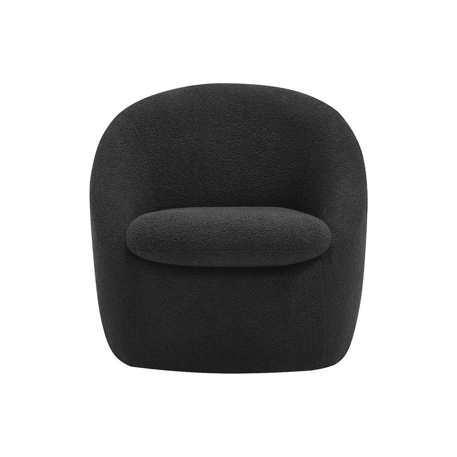 Netalio Sessel mit gerader Rückenlehne und Schwenkfunktion in Schwarz aus Bouclé-Stoff und Metall, Höhe: 78 cm - Bild 2