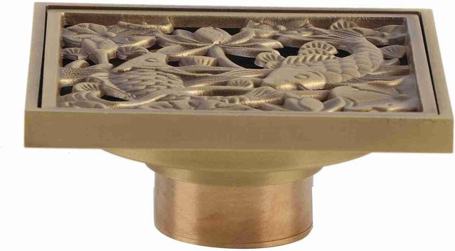 Meterk Bodenablauf für Dusche aus Messing in Grau und Gold, Durchmesser: 10 cm - Bild 1