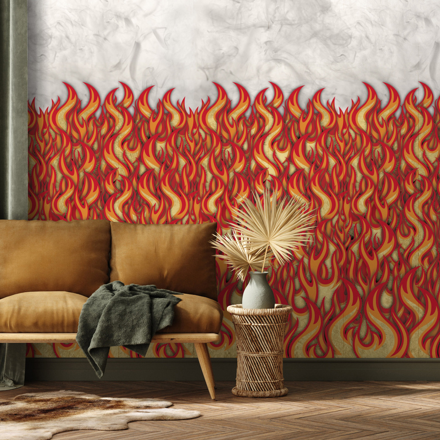 NLXL Mural Job on Fire - JOB-11 Wandbild in Rot und Gelb mit abstraktem Grafikdesign - Bild 2