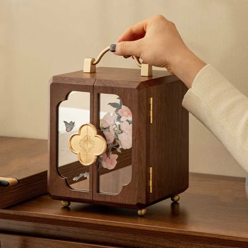 YPAY Schmuckbox aus Holz im Retro-Design für Armbänder, Ringe und Halsketten in Braun - Bild 1