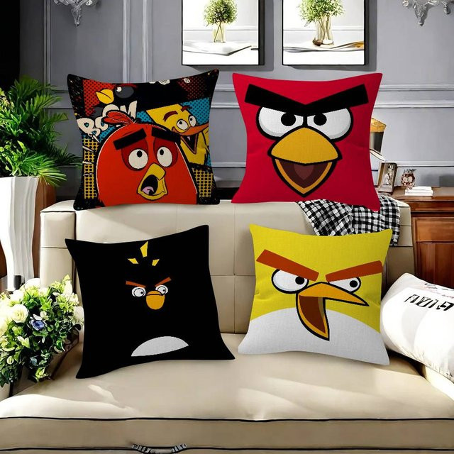 Angry Birds Kissenbezug quadratisch, buntes Motiv für Sofa und Auto - Bild 1