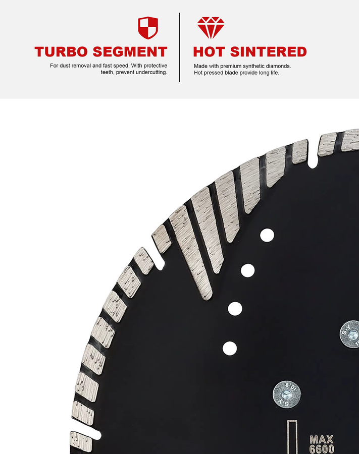 Casaverde Diamant-Turbo-Schneidklinge in Schwarz, 23,5 cm Schneidscheibe für Stein mit M14 oder 5/8'-11 Gewinde - Bild 3