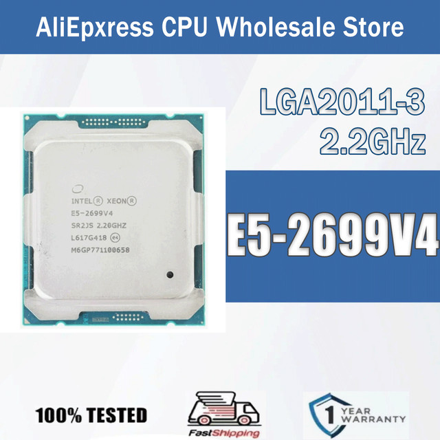 Intel Xeon E5-2699V4 Prozessor mit 2,2 GHz, 22 Kernen und 44 Threads, LGA 2011-3, Silber - Bild 1