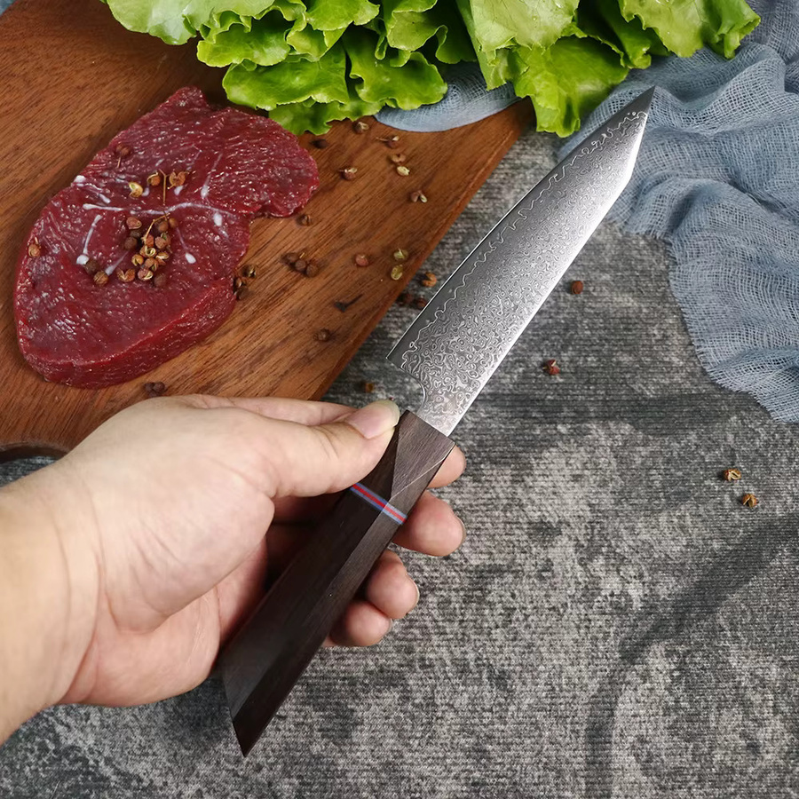Jumcsong Damaskus Küchenmesser aus VG10 Stahl, Universal- und Schälmesser in Silber mit Holzgriff - Bild 2