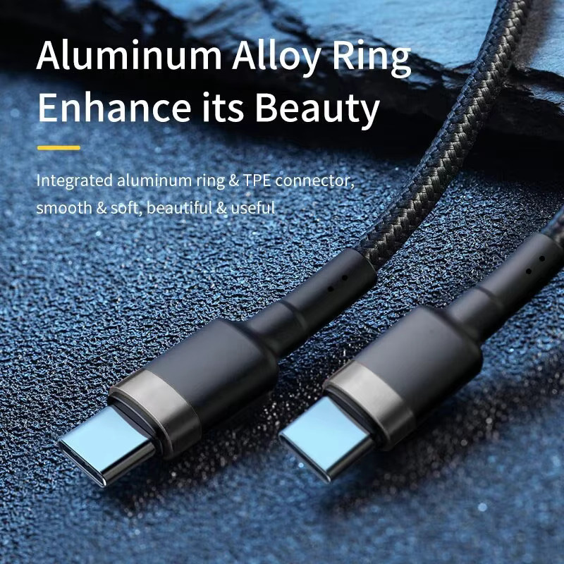 120W Dual Type-C Superschnelles Ladekabel mit 5A Hochgeschwindigkeits-Laden und Nylon-Geflecht in Schwarz und Silber - Bild 2