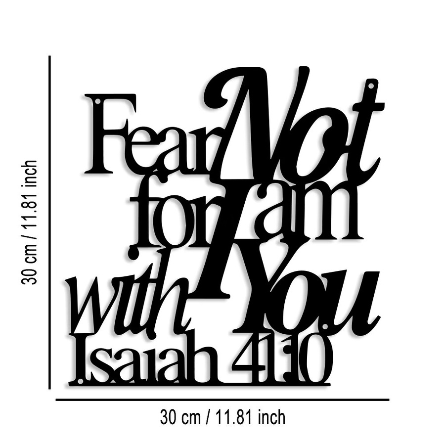 DDPNKL Wanddekoration aus Metall in Gold mit hebräischer Schrift und Bibelvers Fear Not for I Am with You im minimalistischen Design - Bild 2