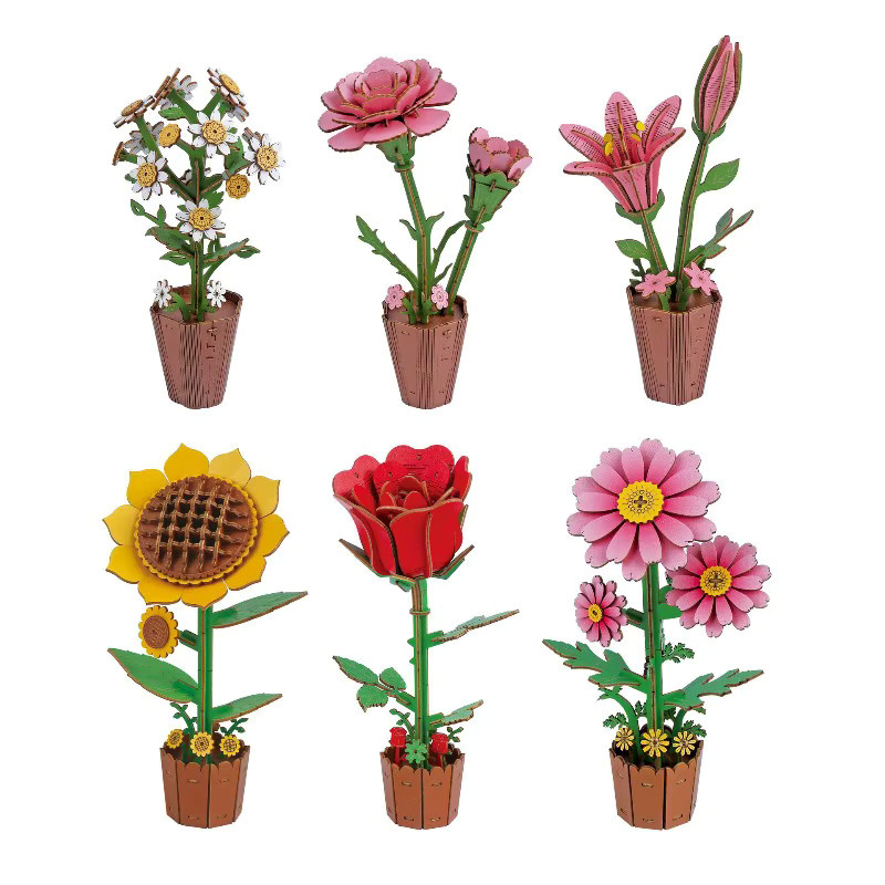 MaxRenard 3D-Blumenpuzzle, Rose Sonnenblume Nelke Gänseblümchen, ab 14 Jahren - Bild 1