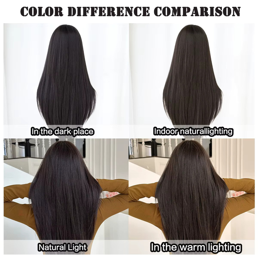 7JHH WIGS Perücke, lange gerade dunkelbraune Synthetik-Perücke, Damen - Bild 4