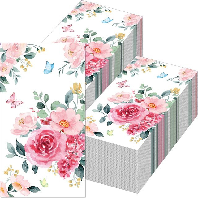 20 Stück Rose Blumen Papierservietten in Mehrfarbig für Hochzeit, Geburtstag und Party-Dekoration - Bild 1