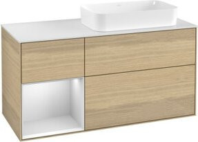V&B Waschtischunterschrank Finion mit Wandbeleuchtung in Eichenfurnier, Farbe Braun, B: 120 cm, T: 60 cm - Bild 1