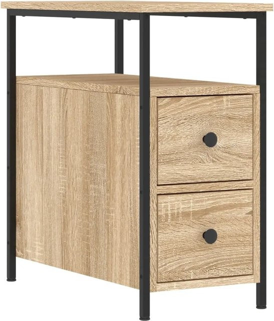vidaXL Nachttisch Sonoma-Eiche in Braun aus Holzwerkstoff und Eisen, B/T/H: 30 x 60 x 60 cm - Bild 1