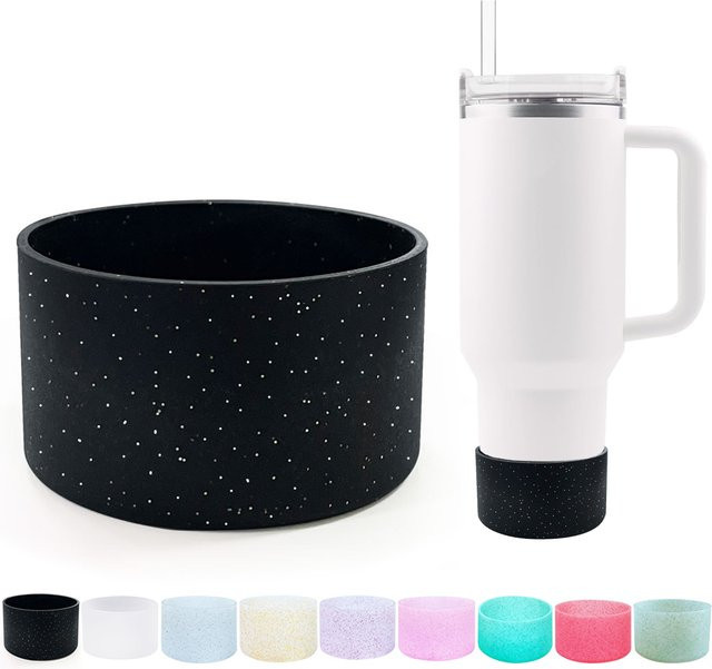 Leeseph Schutz Silikon-Boot mit Glitter in Pink, rutschfest, kompatibel mit Stanley Tumbler und Flaschen mit einem Bodendurchmesser von 7,5 cm - Bild 1