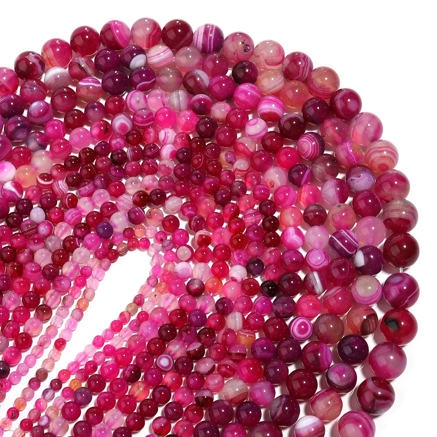 lingsai Achatperlen, rosa Naturstein, Unisex - Bild 4
