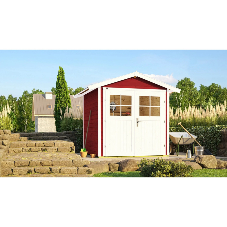 WEKA Gartenhaus 224 Gr.1 aus Holz in Schwedenrot mit Satteldach und Doppeltür, B/H/T: 260 x 227 x 209 cm - Bild 2