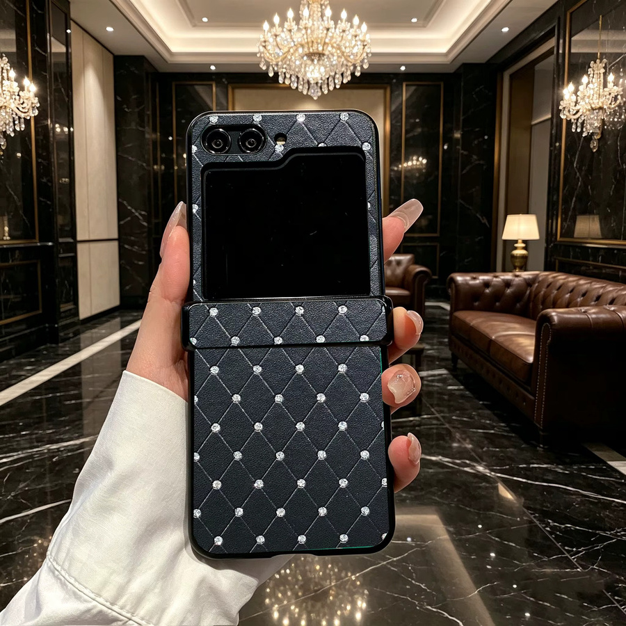 Luxuriöse Stoßfeste Leder-Handyhülle mit Rhombus-Gittermuster für Samsung Galaxy Z Flip 5G (Modelle: Z Flip 8 7 6 5 4 3 FE), Farbe: Grün - Bild 2
