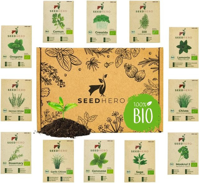 Seedhero BIO Kräutersamen Set mit 12 Sorten für Garten und Haus - Bild 1
