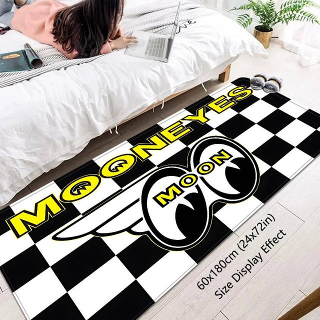Mooneyes Bodenmatte im Retro-Checkerboard-Design, rutschfest und weich, Mehrfarbig, Rechteckig - Bild 1