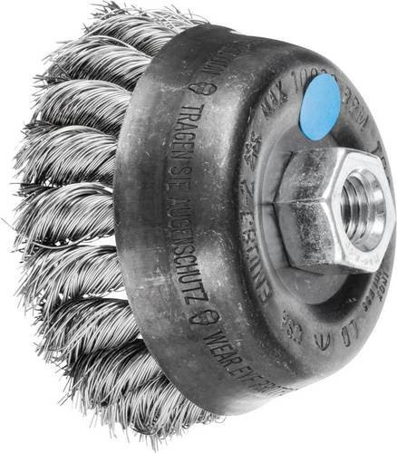 PFERD Topfbürste gezopft TBG Ø 80mm M14 aus Edelstahl-Draht 0,35 mm für Winkelschleifer in Silber - Bild 1