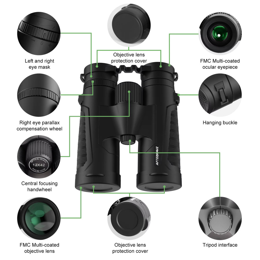 Suncore 10X42HD Fernglas für Erwachsene in Schwarz mit Telefonadapter und hoher Leistung - Bild 3