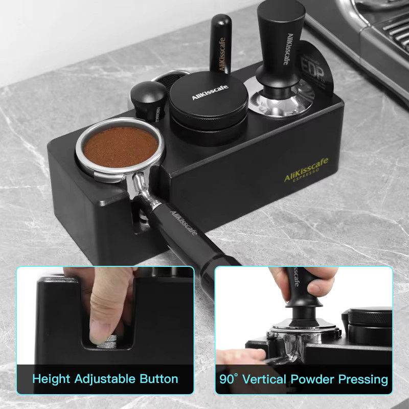 AliKisscafe Kaffee Tamping Station für Siebträger und Espresso Filter Körbe in Schwarz, Barista Werkzeug Zubehör für 51mm, 54mm, 57mm und 58mm - Bild 3