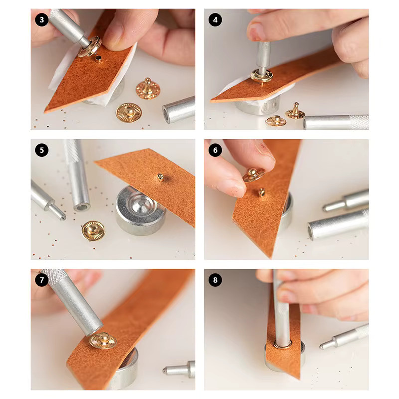 Wuta Punch Fix Tool Set für Druckknöpfe in Silber aus Metall für Leder und Bastelarbeiten (10/12/15mm) - Bild 2