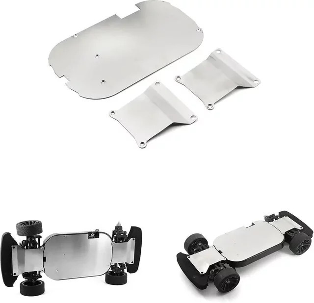 Tamiya TT01 Edelstahl-Chassispanzerung, Zubehör, Metall, Grau - Bild 1