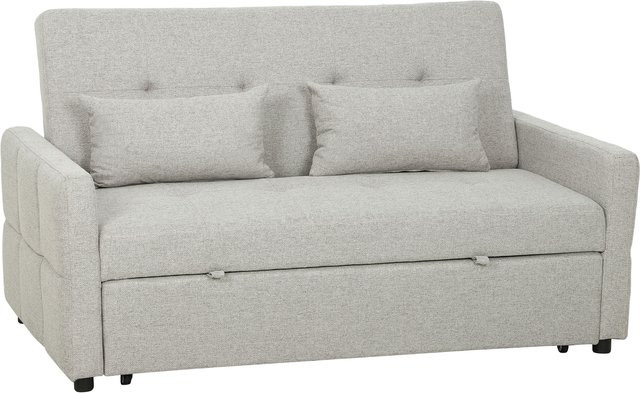 HOMCOM 2-Sitzer-Schlafsofa 3-in-1 Klick-Klack-Sofa mit Ausziehfunktion und 2 Kissen in Hellbraun, Leinenoptik, Breite: 137 cm, Tiefe: 58,3 cm, Höhe: 80 cm (geschätzt basierend auf Maßen) - Bild 1