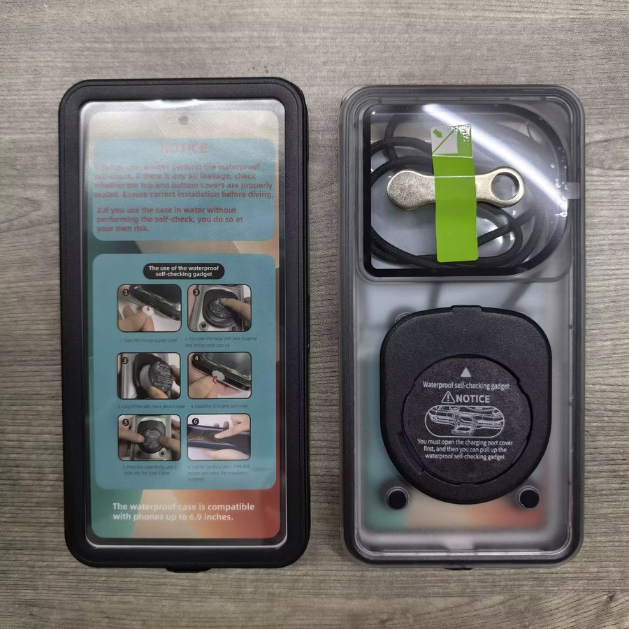 Wasserdichte Handyhülle für 6,9 Zoll Geräte in Blau und Transparent, geeignet bis 15 Meter Tiefe für iPhone, Samsung, Redmi, Vivo, Google und Oppo - Bild 2