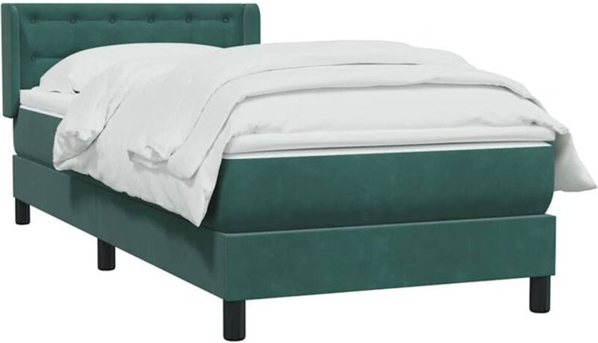 vidaxl Boxspringbett mit Matratze aus Samt in Grün B/T/H: 80 x 220 cm - Bild 1