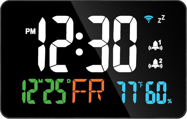 Tuya WiFi Digitale Tischuhr mit LED-Display, Kalender, Thermometer und Hygrometer in Weiß oder Schwarz - Bild 1