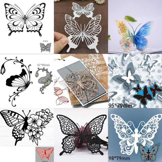 Schmetterling Metall Stanzform in Silber für Scrapbooking und Kartenherstellung - Bild 1