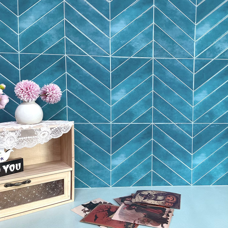 Vividtiles Wandfliesen Aufkleber in Blau, wasserdichte Vinyl Tapete für Küche und Bad, 3er Set - Bild 3
