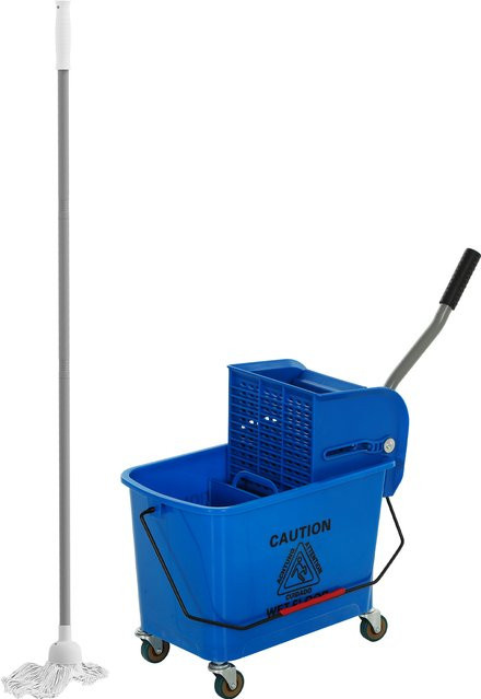 HOMCOM Wischeimer mit Rollen und Auswringsystem in Blau, Fassungsvermögen 20 l - Bild 1