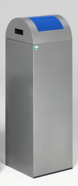 PROREGAL Selbstlöschender Wertstoffsammler Rund mit Einwurfklappe, 89 Liter, Verzinkter Stahl, Silber-Blau, H x B x T: 104,5 x 32 x 32 cm - Bild 1