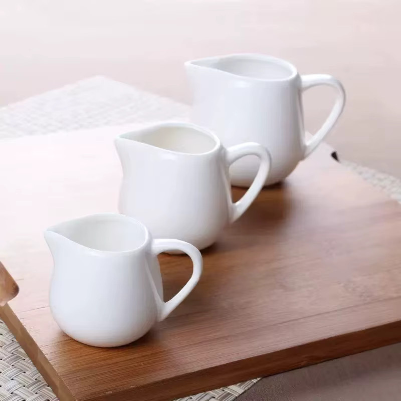 YWDL Keramik-Milchkrug für Espresso, Kaffee und Sahne, Weiß, 50 ml / 100 ml / 220 ml - Bild 6