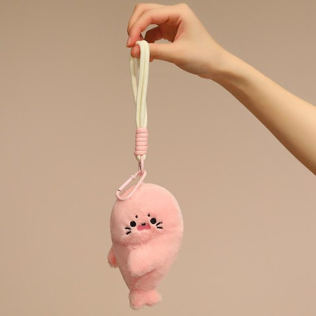 Linyi toy Meeres-Tier Babyrobbe Plüsch, Paar Schlüsselanhänger, Magnetisch, beige - Bild 1