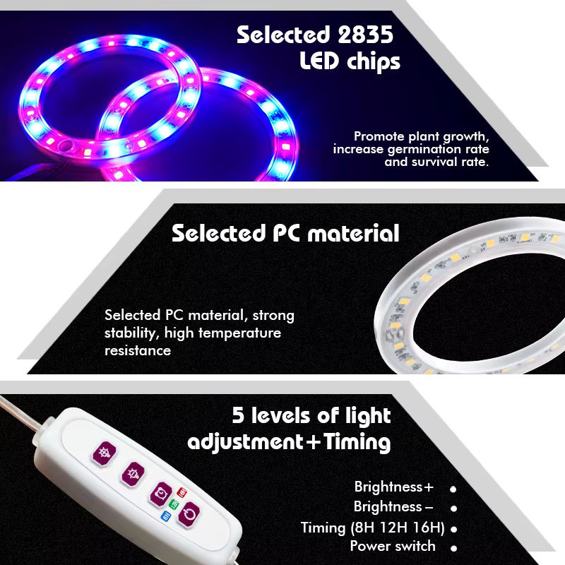 Antenso LED-Vollspektrum-Pflanzenwachstumslicht mit USB-Anschluss, höhenverstellbar, dimmbar und Timer in Weiß - Bild 5