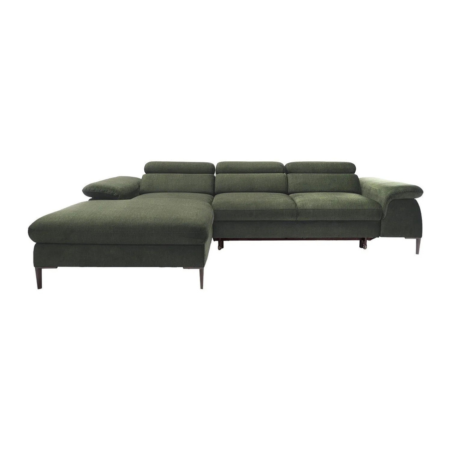 Schlafsofa Sepina von Pascal Morabito in Grün, L-Form mit Schlaffunktion und Samtbezug, Breite: 288 cm - Bild 2