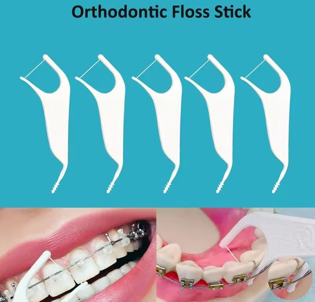 Zahnärztliche kieferorthopädische Zahnseide-Picks, 50 Stück - Bild 1