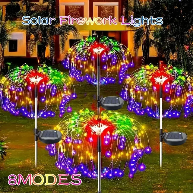 OKAL RED EAST Solar-Feuerwerkslichter mit 400 RGB LEDs in Multicolour für die Außenbeleuchtung bei Weihnachten, Halloween, Partys und Hochzeiten - Bild 1